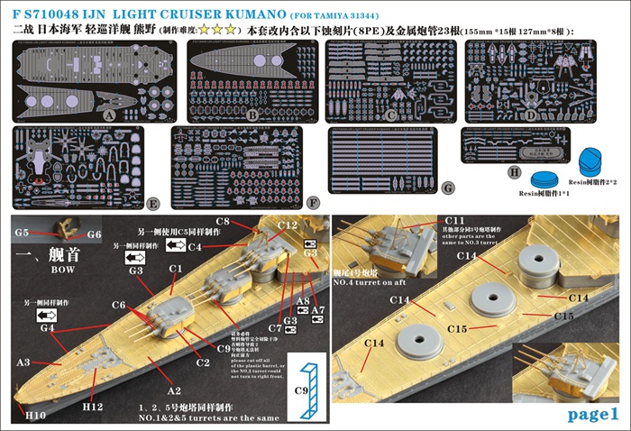 FS710048 1/700 IJN Light Cruiser Kumano 熊野1937 Upgrade set For 