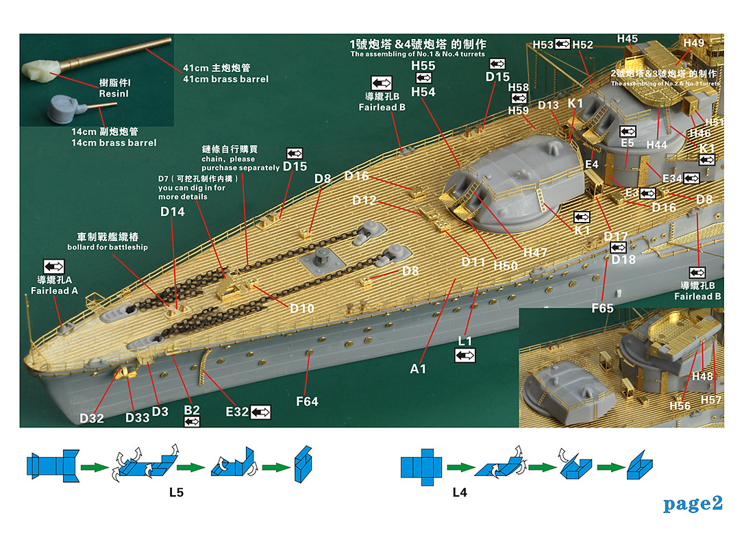 FS710180FH 1/700 WWII IJN Battleship Nagato 1944 Complete Upgrade set