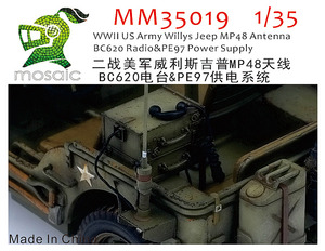 MM35019 1/35 WWII US Army Willys Jeep MP48 Antenna BC620 Radio & PE97 Power Supply