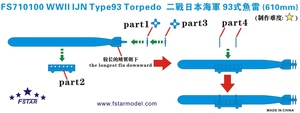 FS710100 1/700 WWII IJN Type93 Torpedo(610mm) (4pcs)